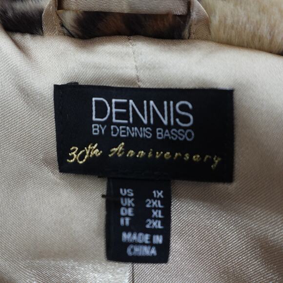 Dennis Basso Cheetah Faux Fur Coat Womens Jacket Notch Collar Crossover Lapel 1X - Picture 9 of 12